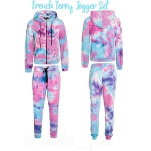 \(^ヮ^)/Two-Piece French Terry Cotton Candy 🍬Tie Dye Jogger Set \(^ヮ^)/ MSRP $78